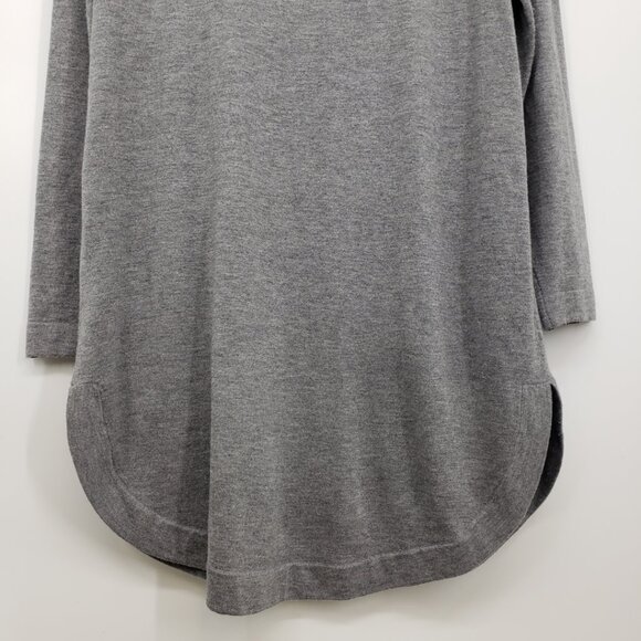 J. Jill Long Button Down Cardigan Sweater S Wool Blend Pockets Crew Neck Gray - Picture 8 of 9